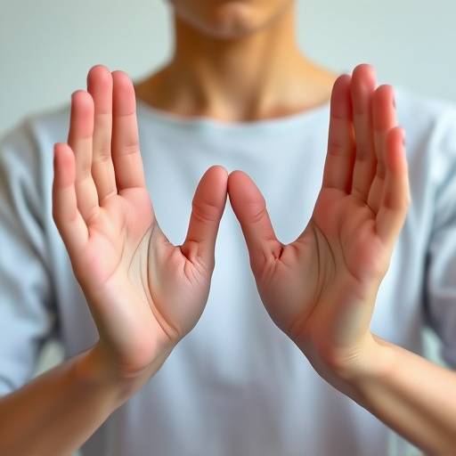 Close-up of hands in a mindful meditation pose