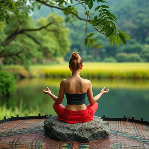 Person meditating in a serene natural setting